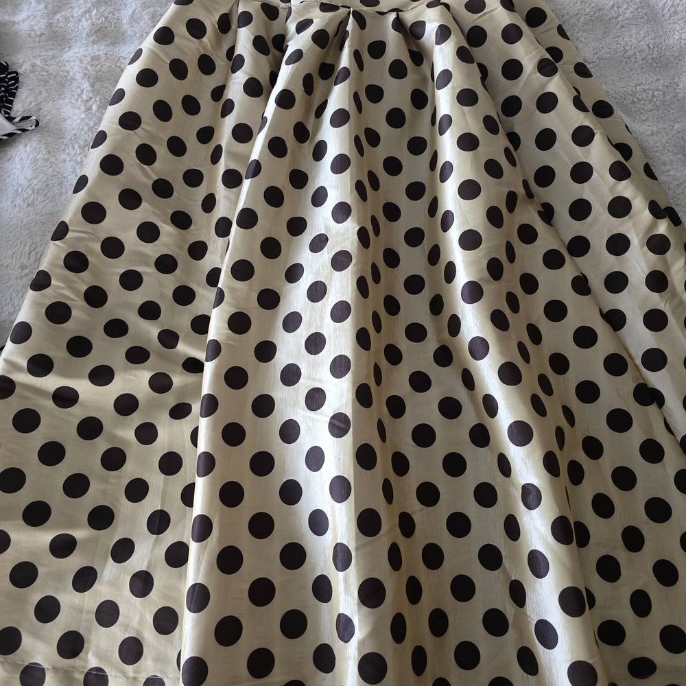 Shabby Apple Cream Skirt with Black Polka Dots
